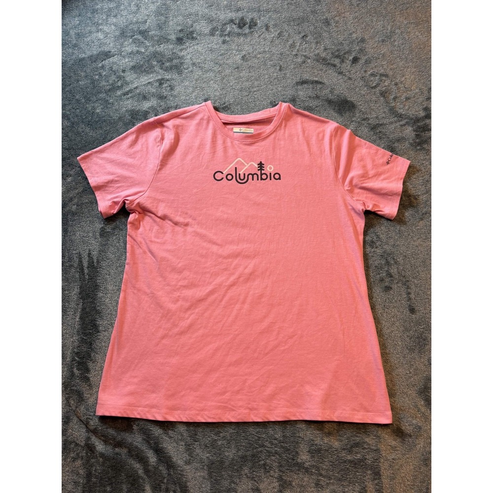 Columbia Omni-Shade Graphic T-Shirt Pink Large Mens UPF Protection Mountain